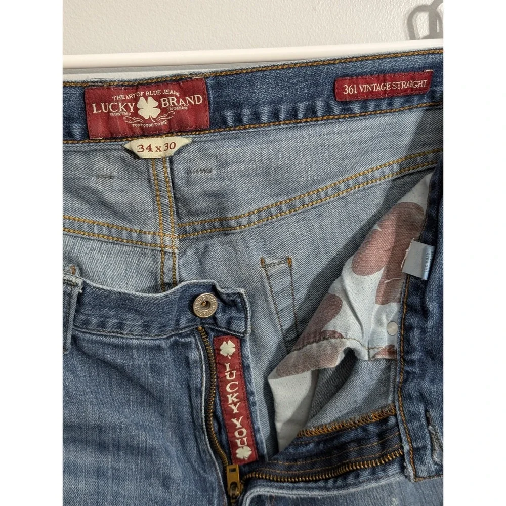 Lucky Brand Jeans Mens 34x30 Blue 361 Vintage Straight Denim‎ Pants 🍀